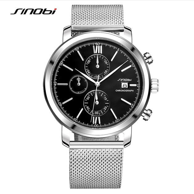 SINOBI men's watch waterproof sports stainless steel watch